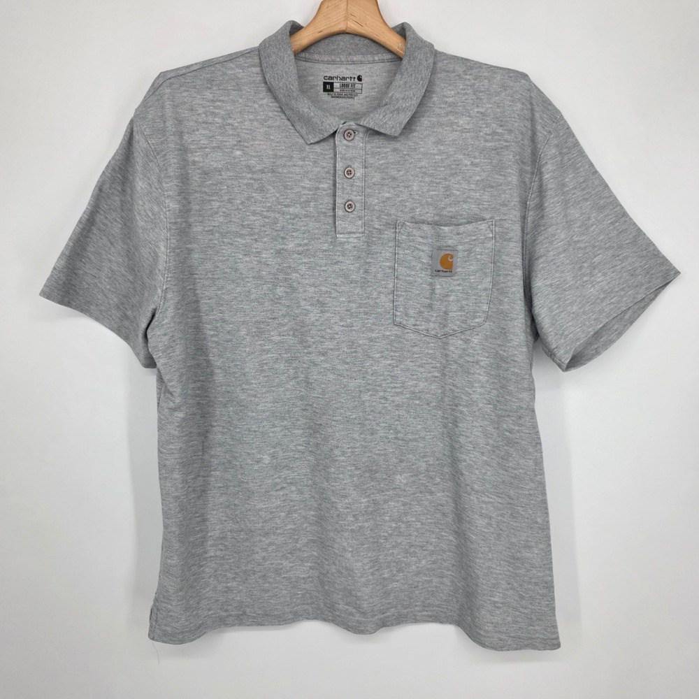 Carhartt Mens Loose Fit Short Sleeve Pocket Polo Shirt Gray XL K570 HGY